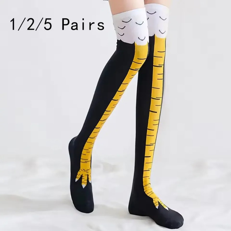 Funny Chicken Leg Socks - 1/2/5 Pairs Women Knee High Socks