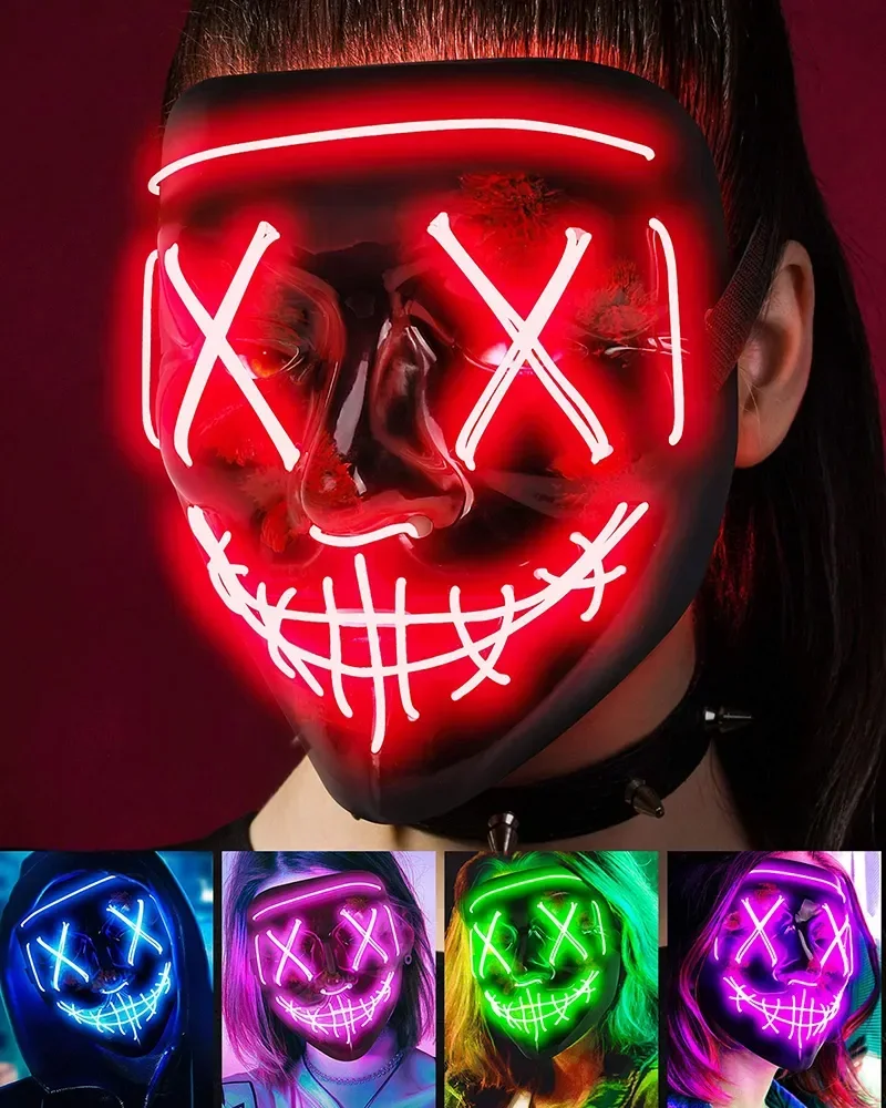 Led Purge Mask Halloween - Wireless Bar Music Festival Neon Purification