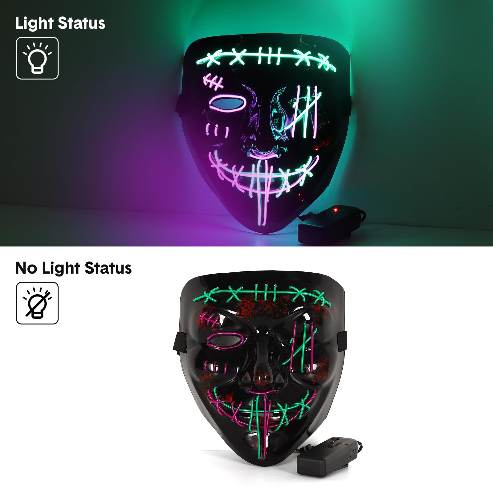 3 PACK Halloween Scary Mask LE - Led Purge Mask Halloween ulasan dan harga