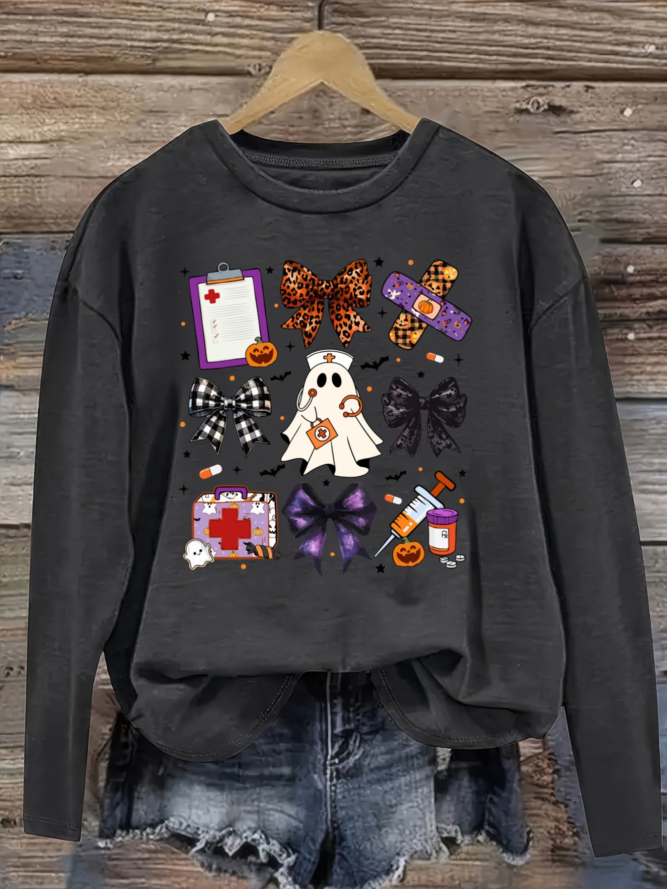 Women's Casual Long Sleeve Cre - Costumes ulasan dan harga