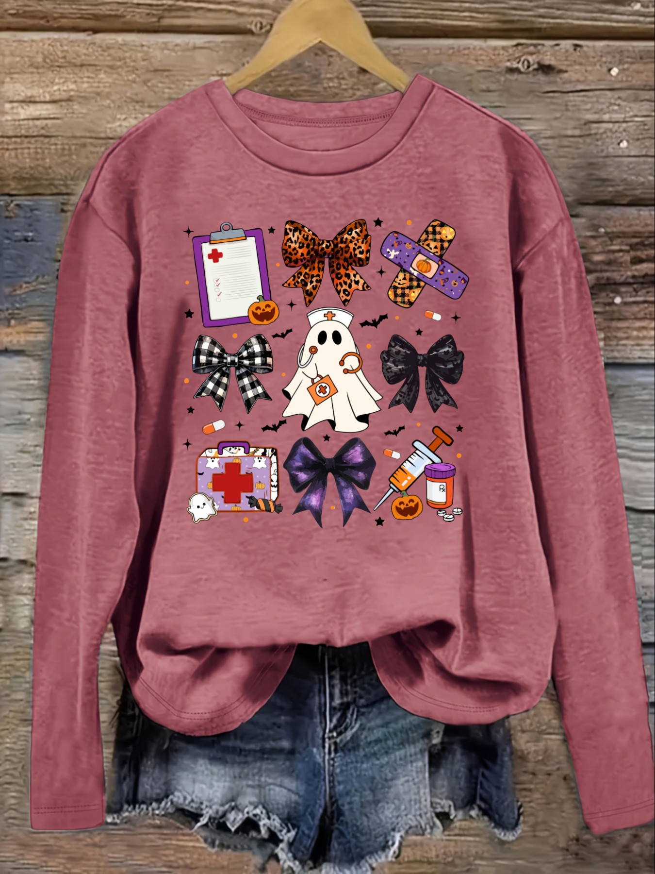 Women's Casual Long Sleeve Cre - Costumes ulasan dan harga