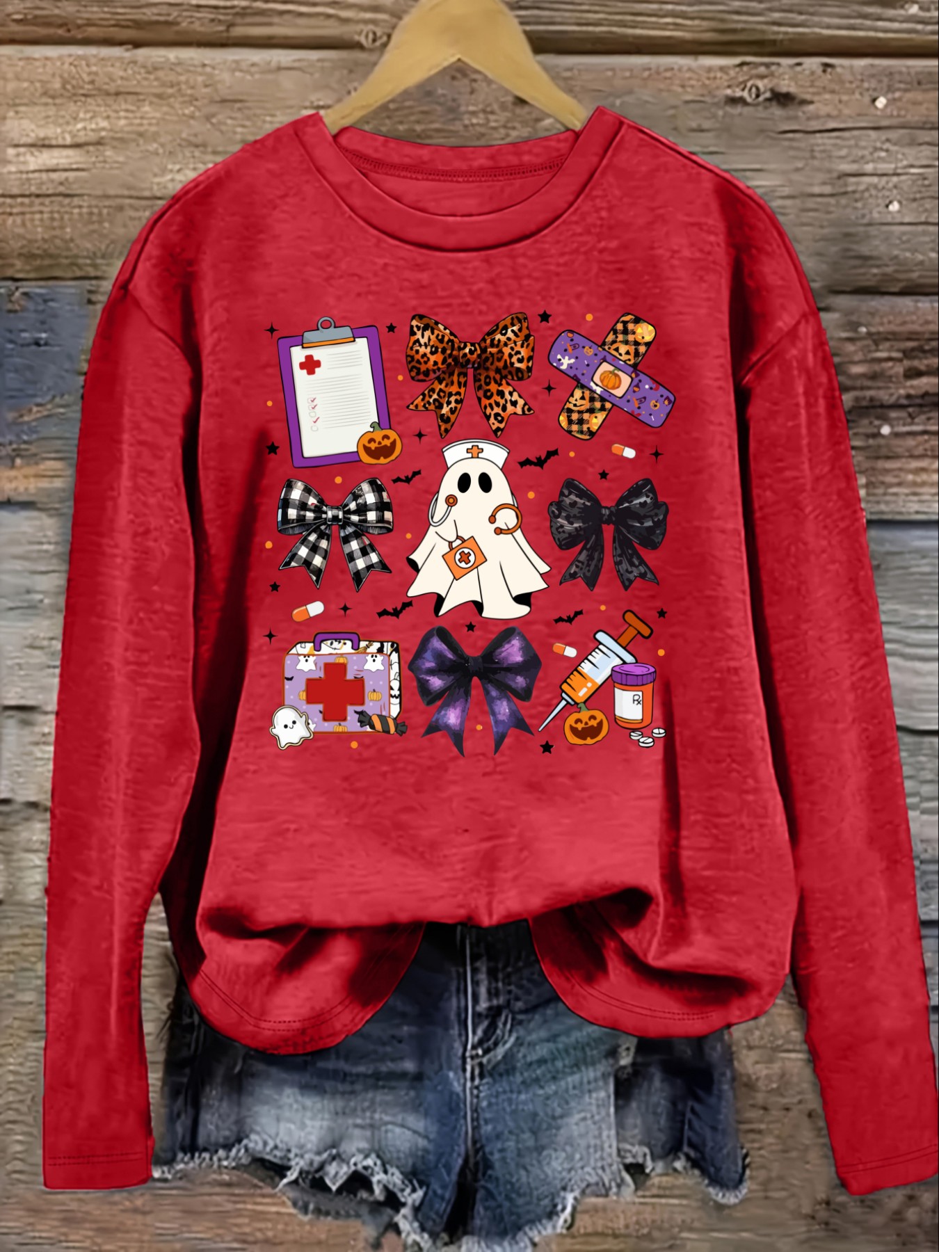 Women's Casual Long Sleeve Cre - Costumes ulasan dan harga