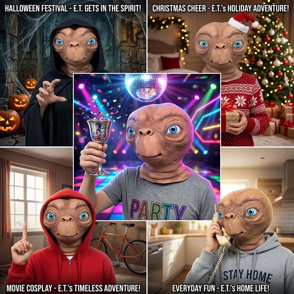 Realistic ET Alien Latex Mask  - Latex Alien Mask Realistic ulasan dan harga