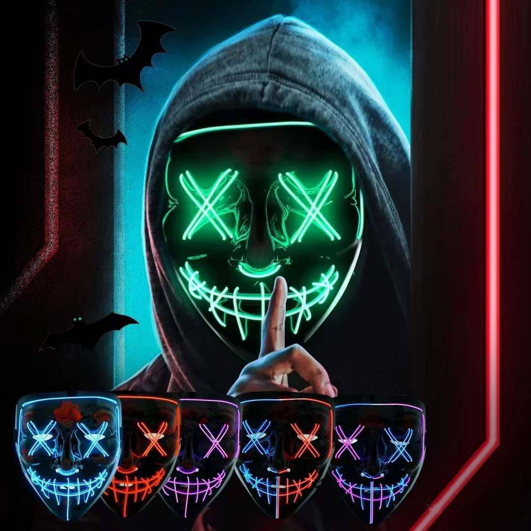 Wireless Neon LED Purge Mask G - Led Purge Mask Halloween ulasan dan harga