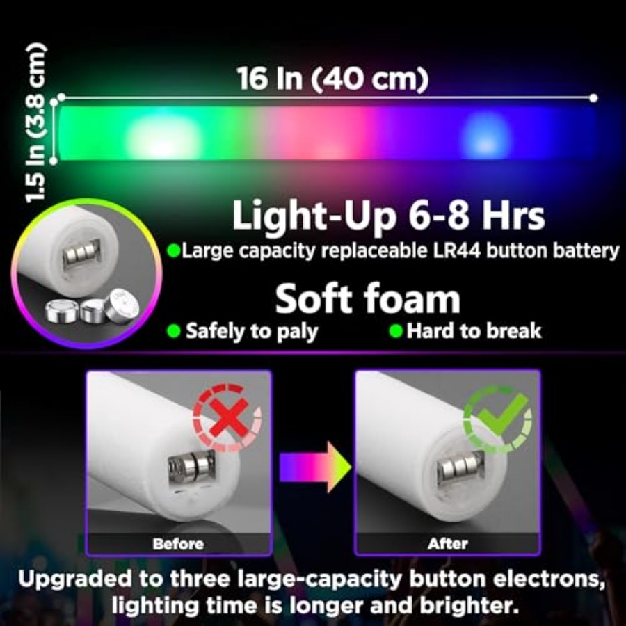 Pcs Foam Glow Sticks Bulk Part - Flashing Led Foam Sticks Party ulasan dan harga