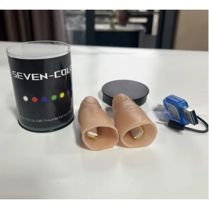 Seven Colors LED Light Thumb M - Thumb Tip Magic Trick Set ulasan dan harga