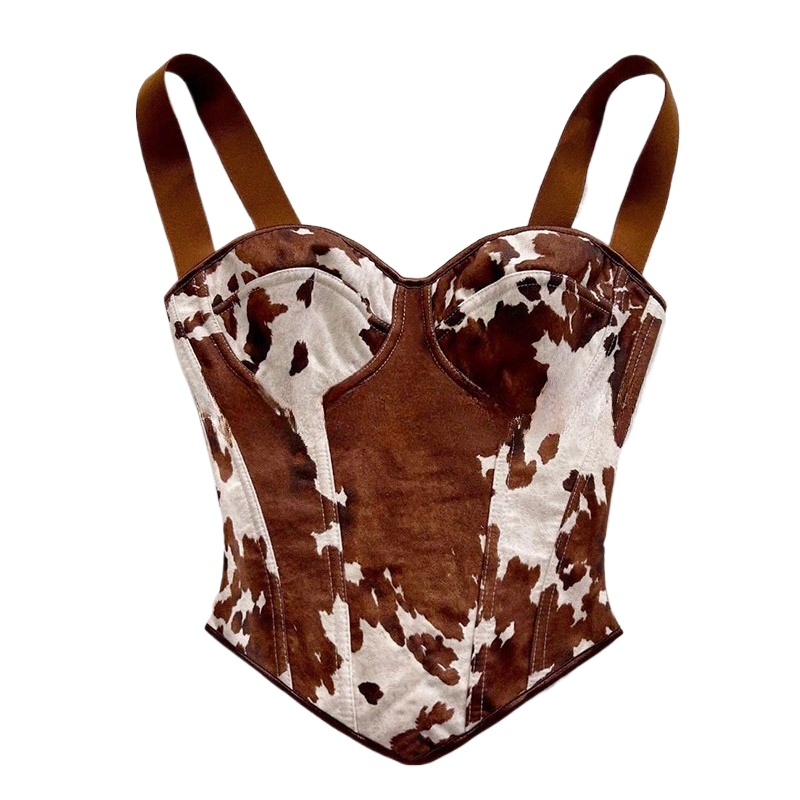 Women Cow Print Lace Up Corset - Medieval Renaissance Dress Women ulasan dan harga