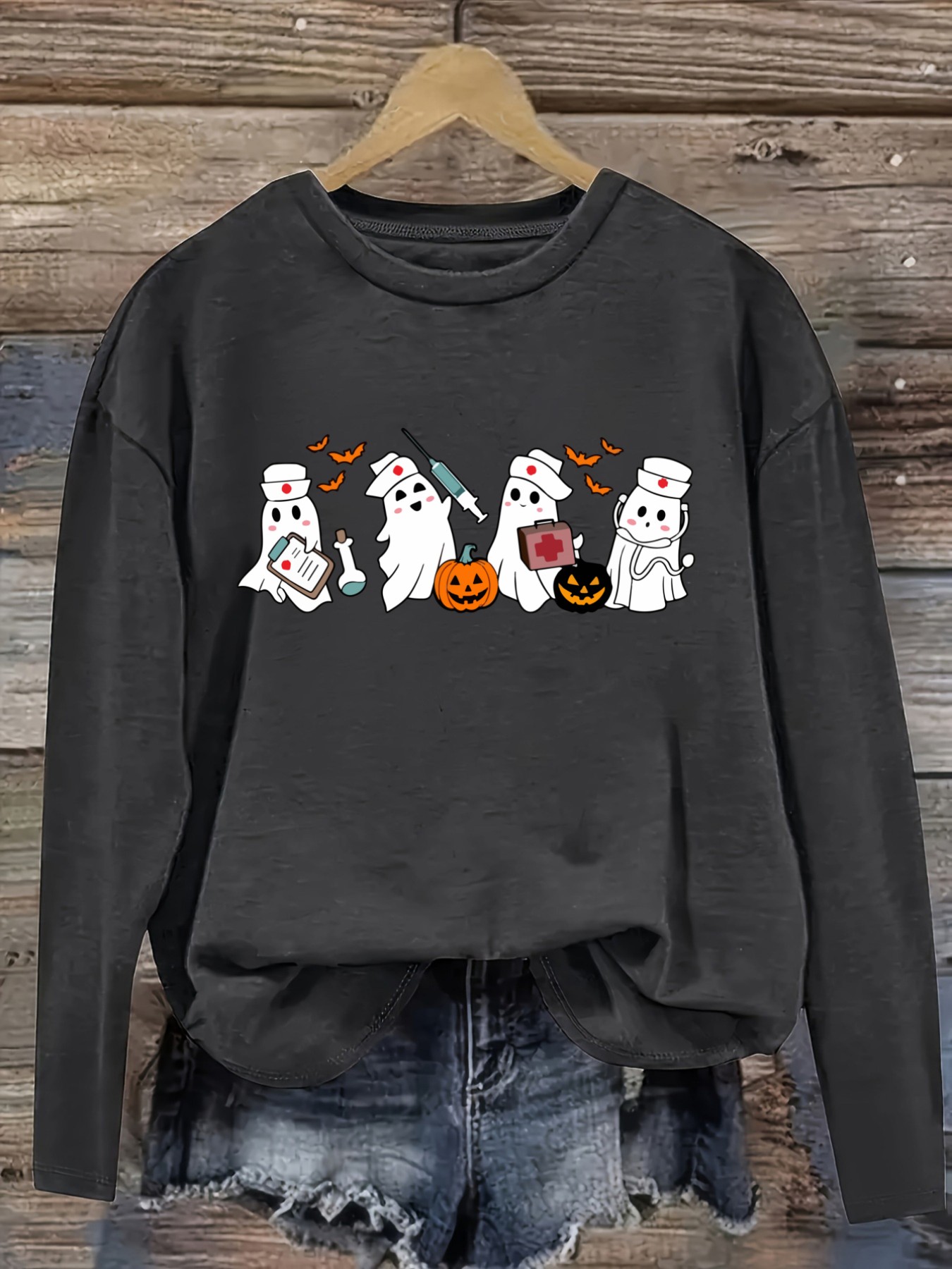 Women's Casual Long Sleeve Cre - Costumes ulasan dan harga