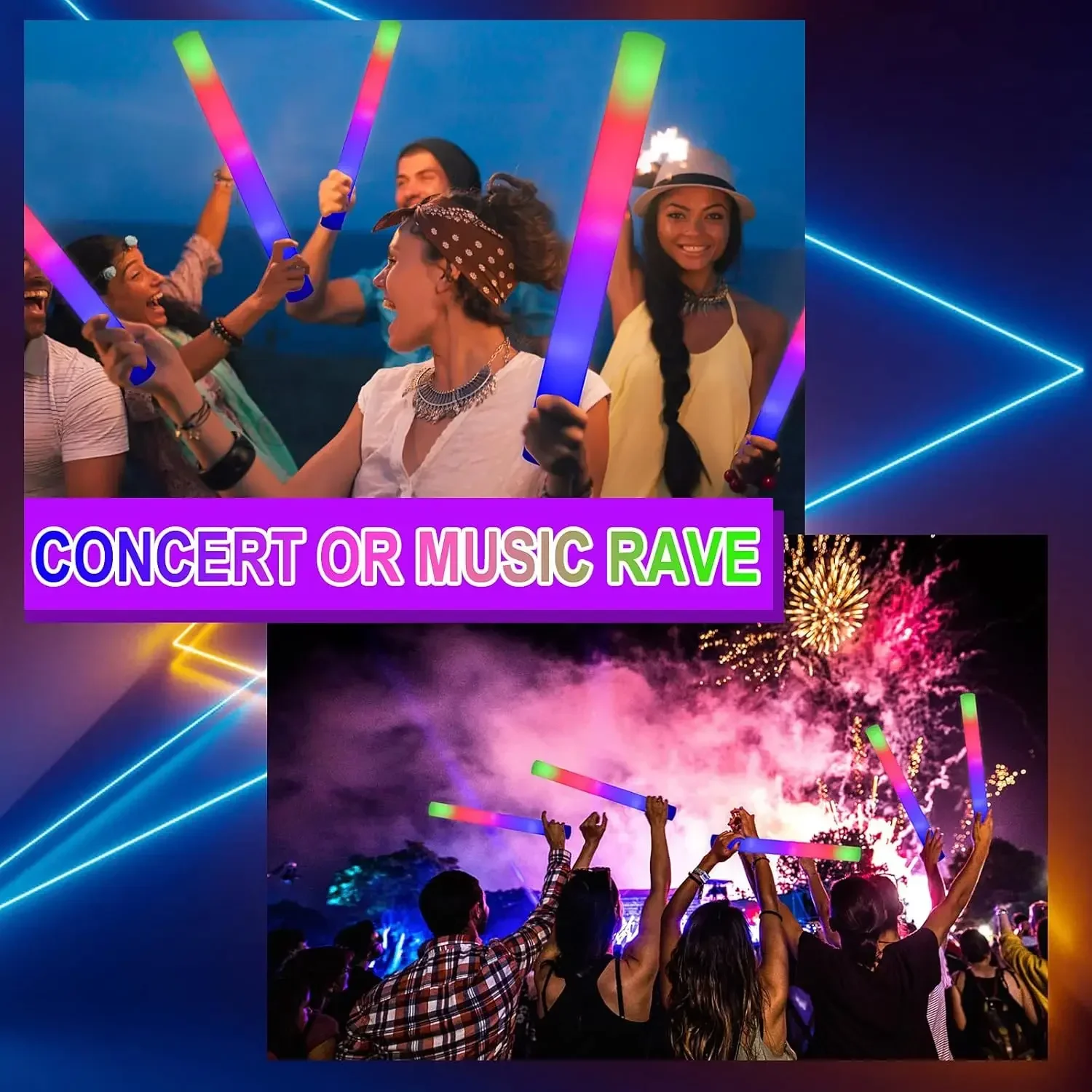 3Z-50PCS Led Foam Glow Sticks  - Flashing Led Foam Sticks Party ulasan dan harga