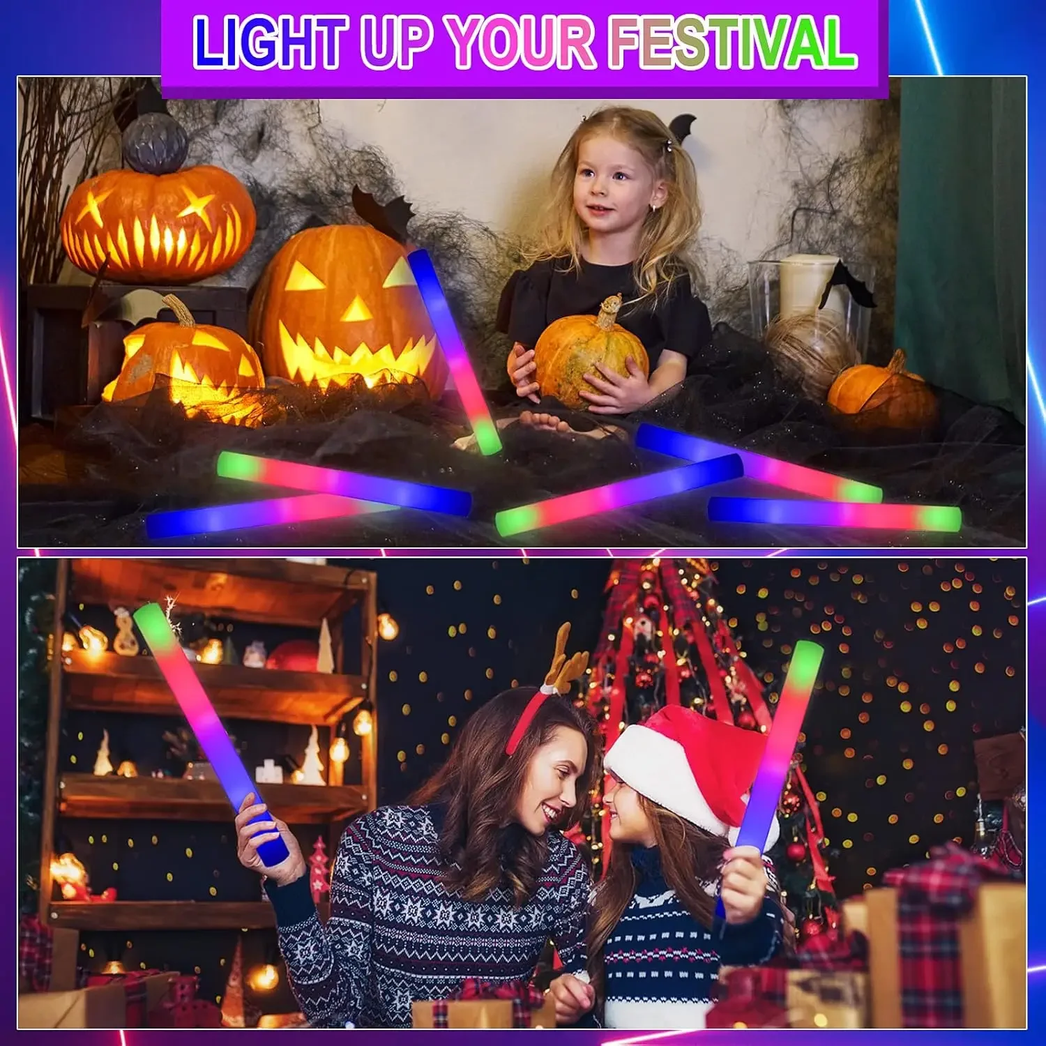 3Z-50PCS Led Foam Glow Sticks  - Flashing Led Foam Sticks Party ulasan dan harga