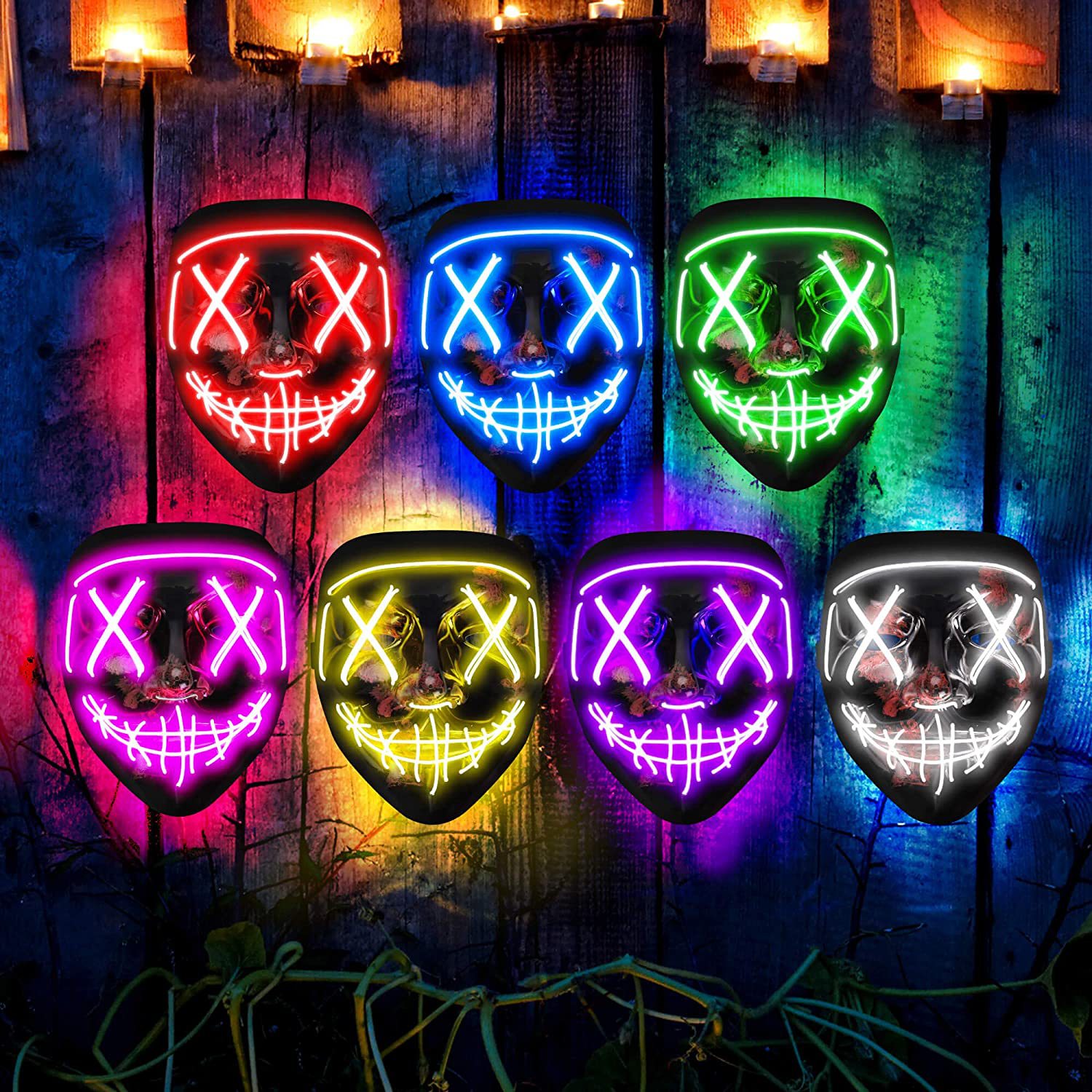 Wireless Scary Glowing Mask LE - Led Purge Mask Halloween ulasan dan harga