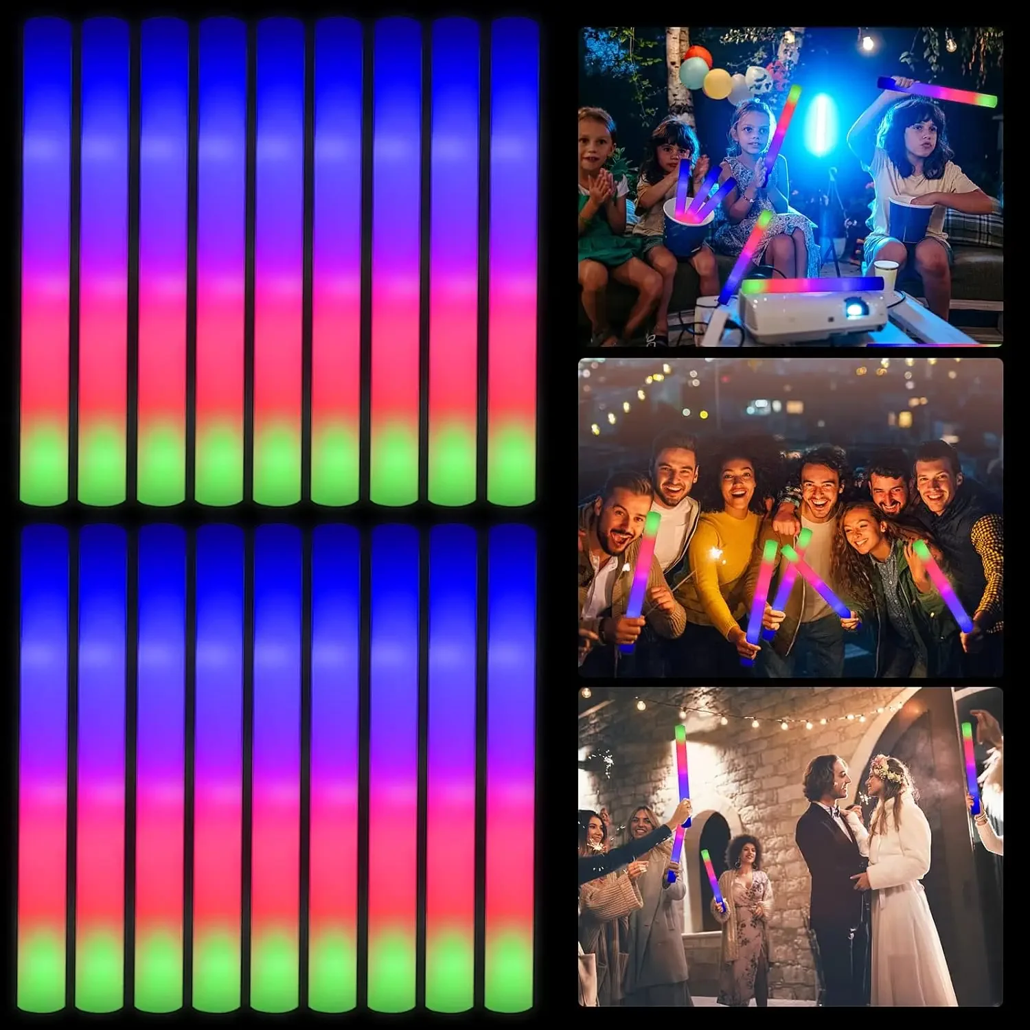 50PCS Led Foam Glow Sticks Chr - Flashing Led Foam Sticks Party ulasan dan harga