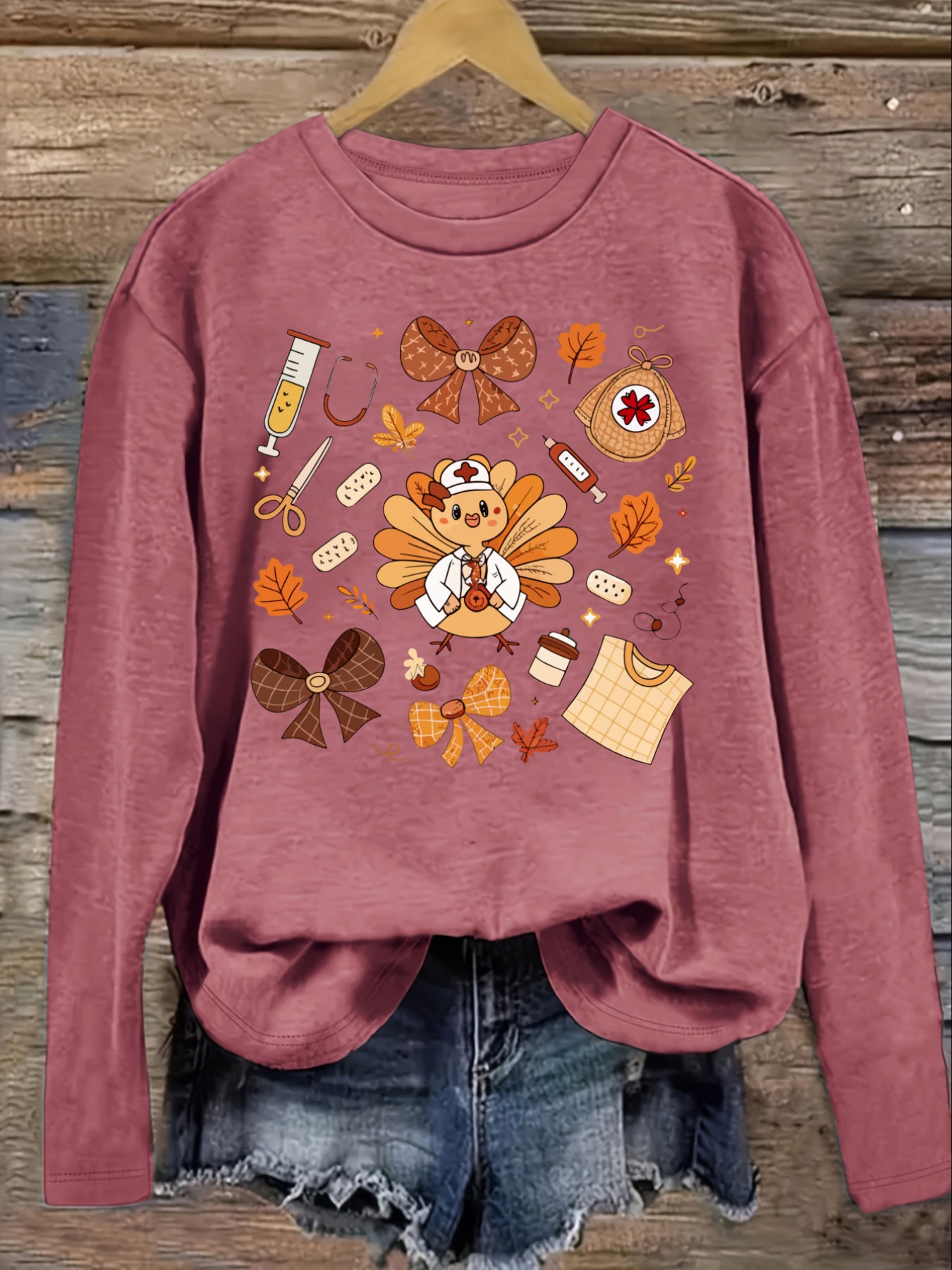 Women's Casual Long Sleeve Cre - Costumes ulasan dan harga