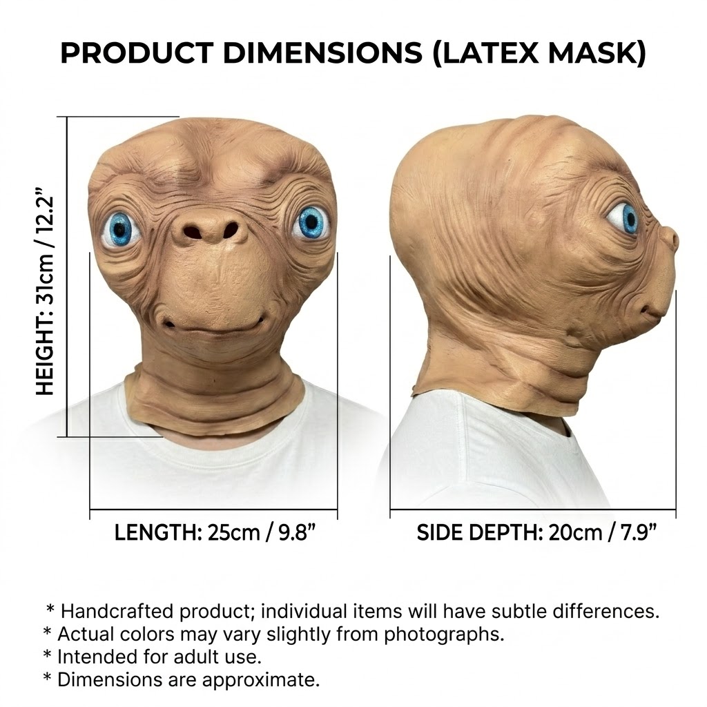 ET Alien Latex Mask Halloween  - Latex Alien Mask Realistic ulasan dan harga