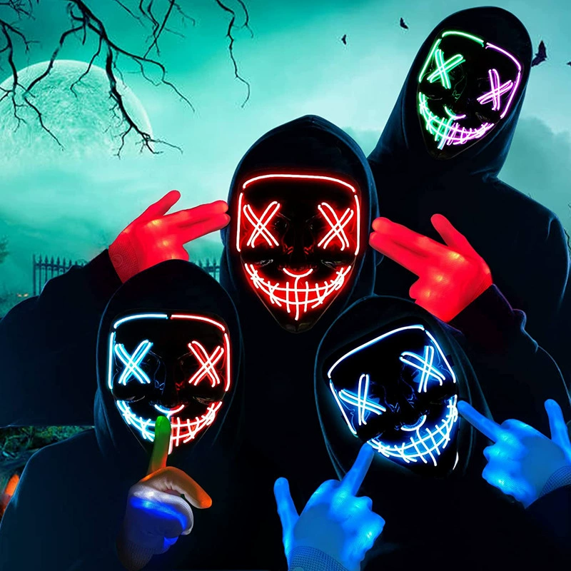 Wireless Neon LED Purge Mask G - Led Purge Mask Halloween ulasan dan harga