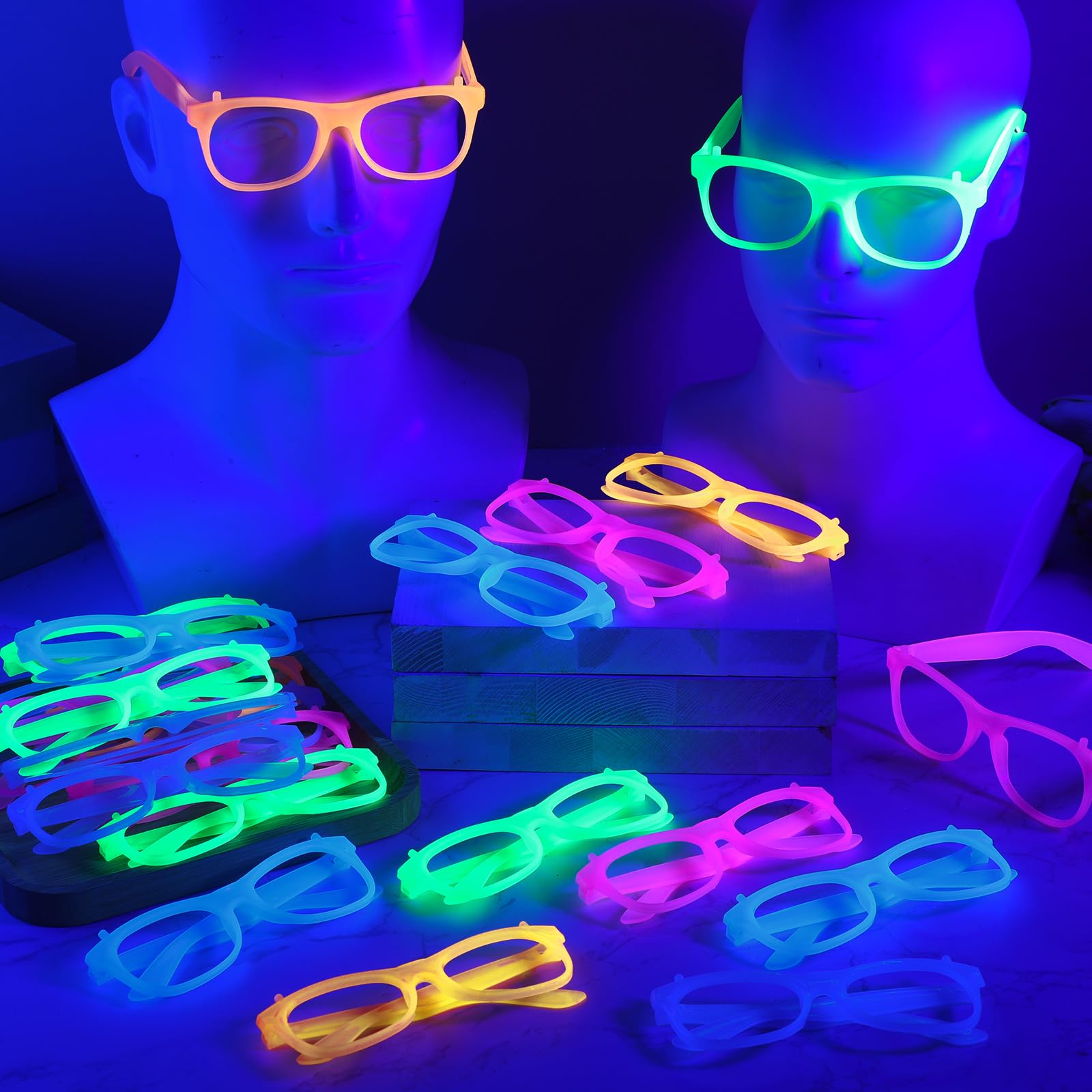 2/12pcs Glow-in-the-Dark Neon  - Glow In The Dark Party Glasses ulasan dan harga