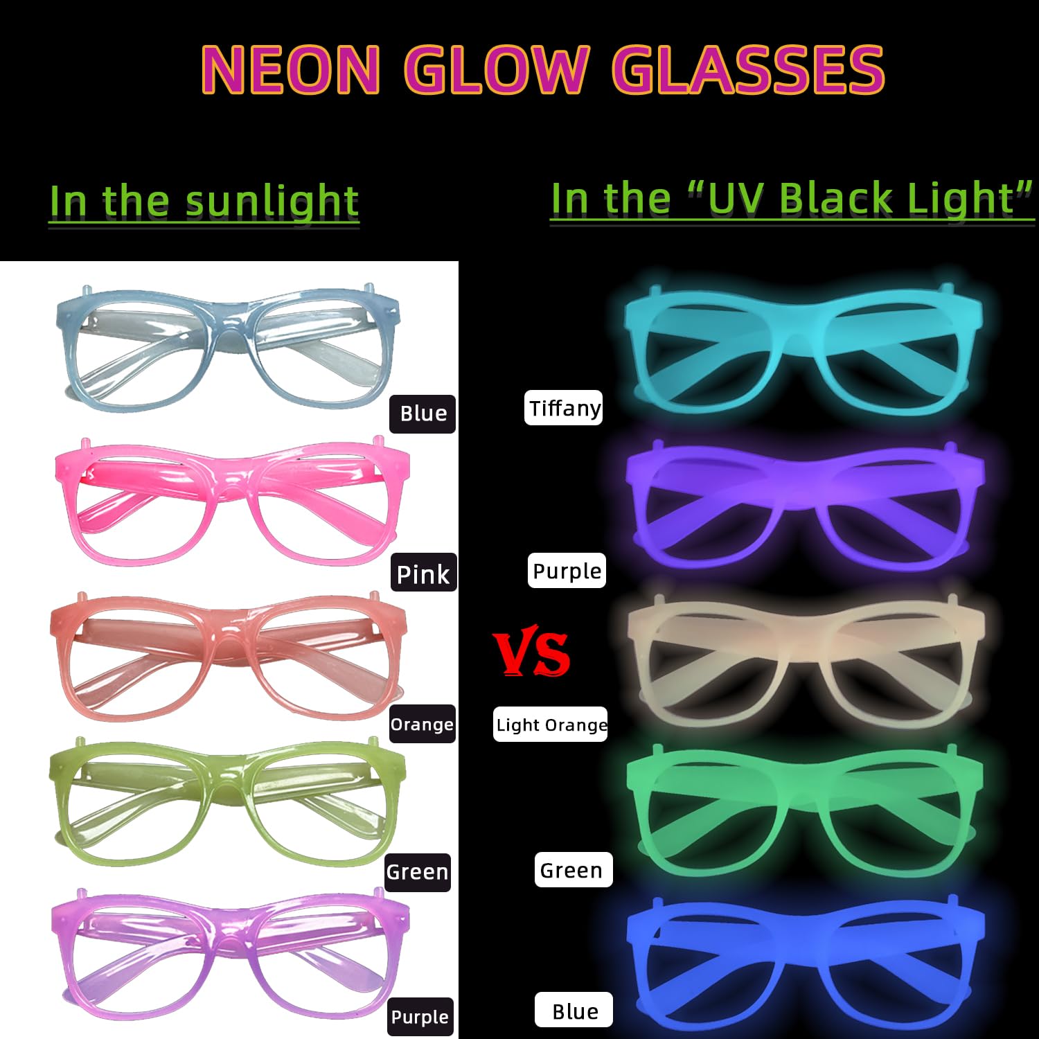 2/12pcs Glow-in-the-Dark Neon  - Glow In The Dark Party Glasses ulasan dan harga