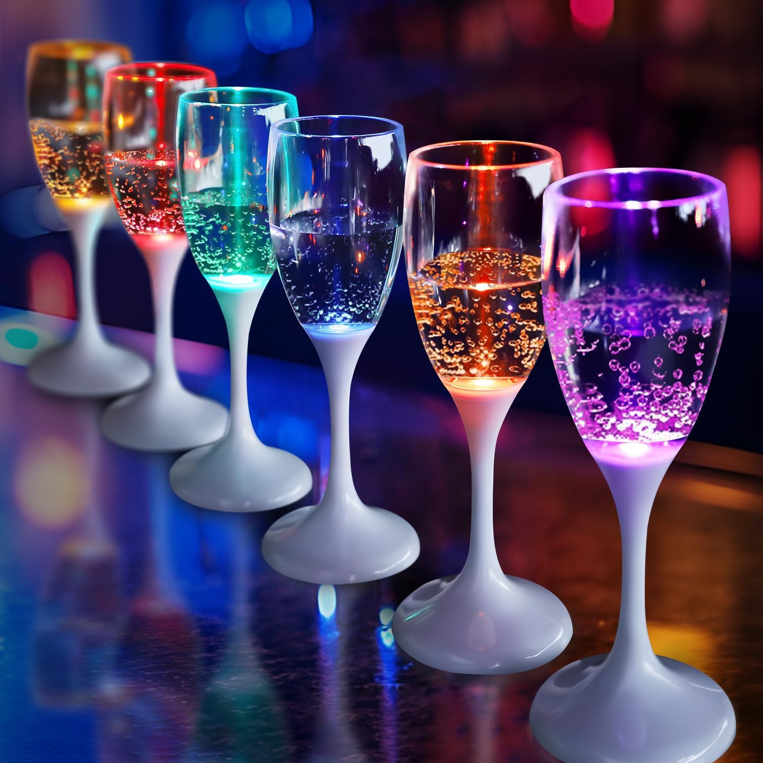 6pcs LED Luminous Champagne Gl - Glow In The Dark Party Glasses ulasan dan harga