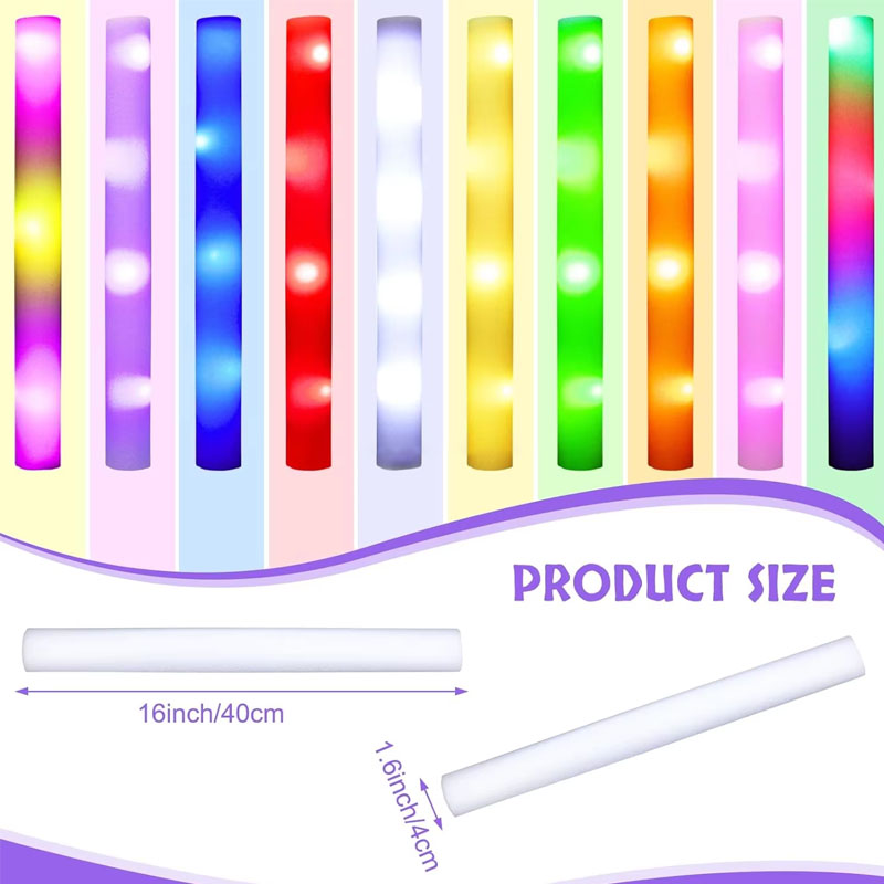 20Pcs Foam Glow Sticks Colorfu - Flashing Led Foam Sticks Party ulasan dan harga