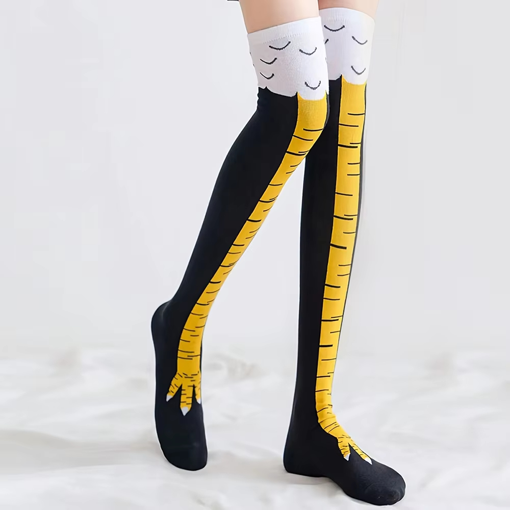 1/2 Pairs Women Knee High Sock - Funny Chicken Leg Socks ulasan dan harga