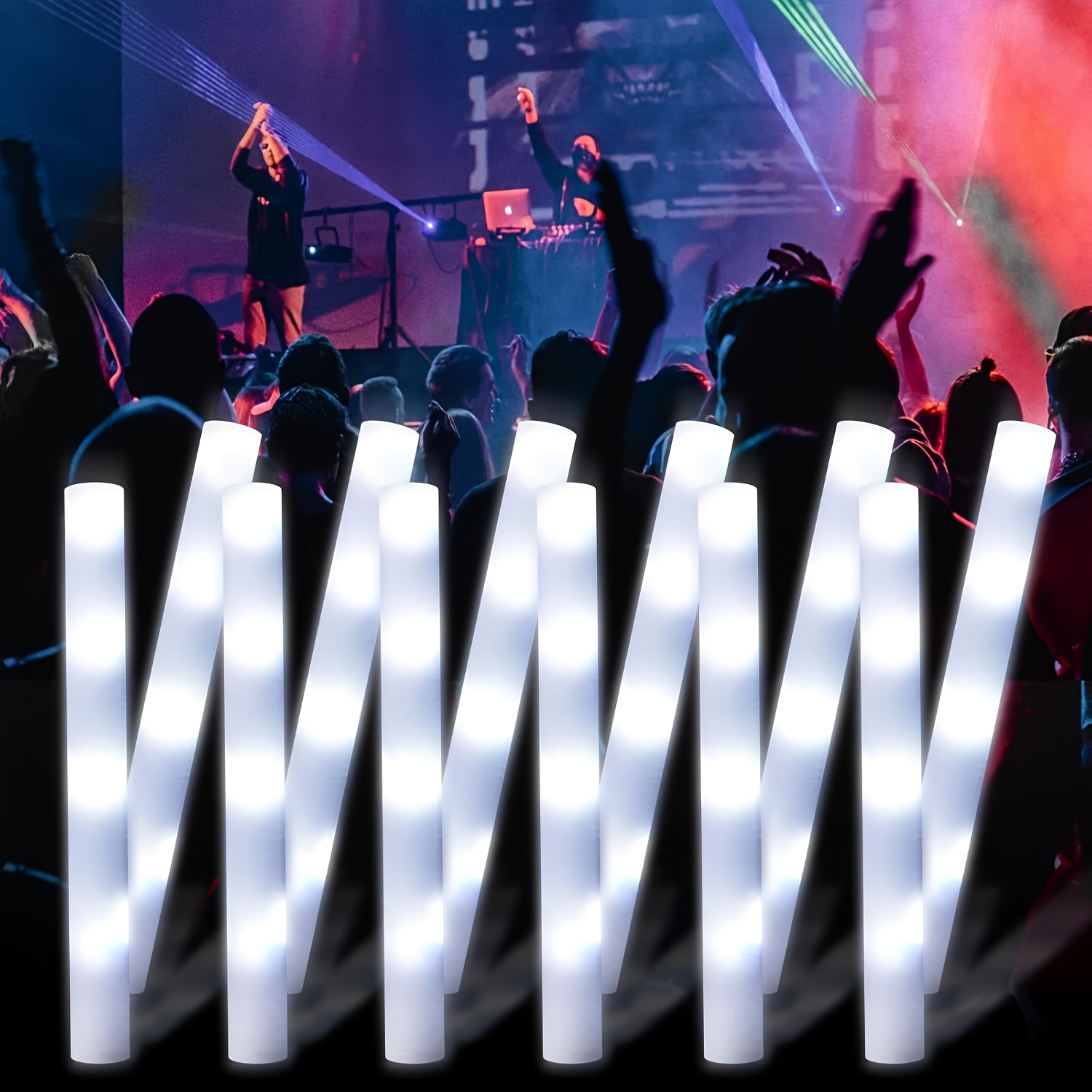 30pcs LED White Foam Glow Stic - Flashing Led Foam Sticks Party ulasan dan harga