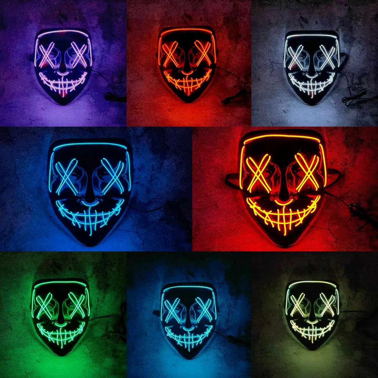 Wireless Neon LED Purge Mask M - Led Purge Mask Halloween ulasan dan harga
