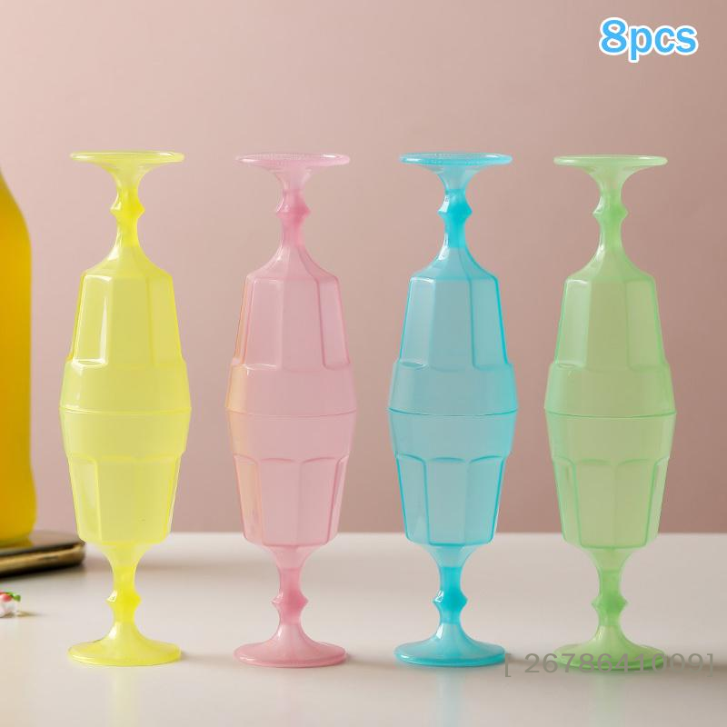 ⚑8Pcs Plastic Wine Cups Mini R - Glow In The Dark Party Glasses ulasan dan harga