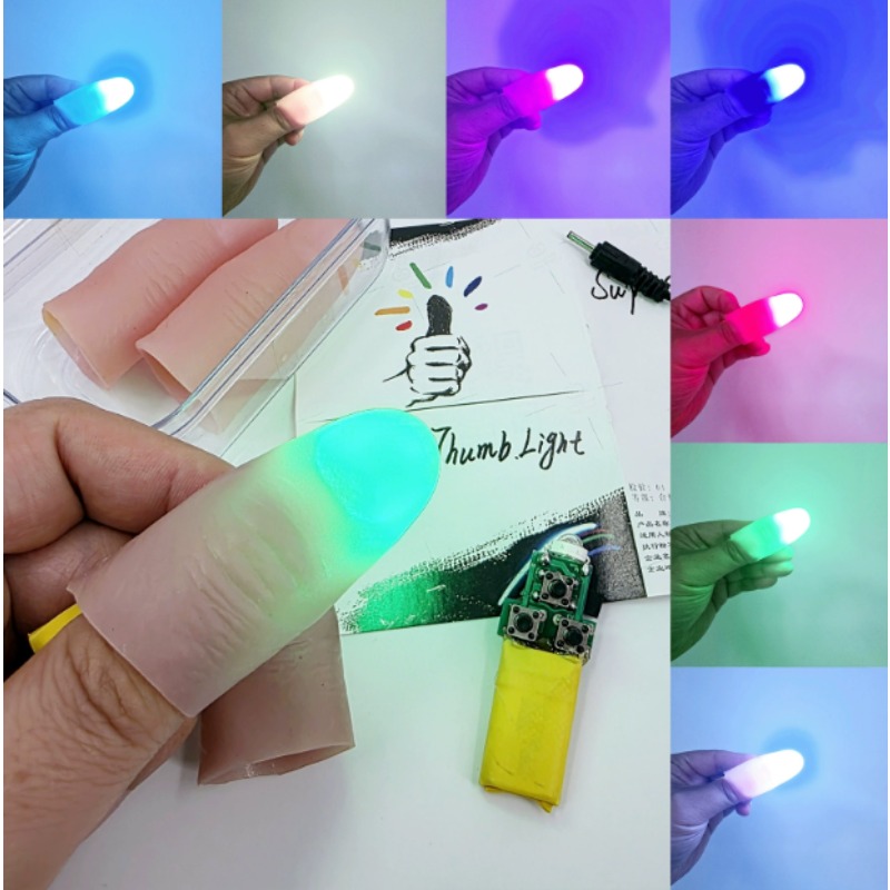 7 Color Light-Pair Set Chargin - Thumb Tip Magic Trick Set ulasan dan harga