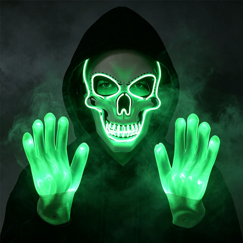 LED Skull Mask Light Up Gloves - Led Purge Mask Halloween ulasan dan harga