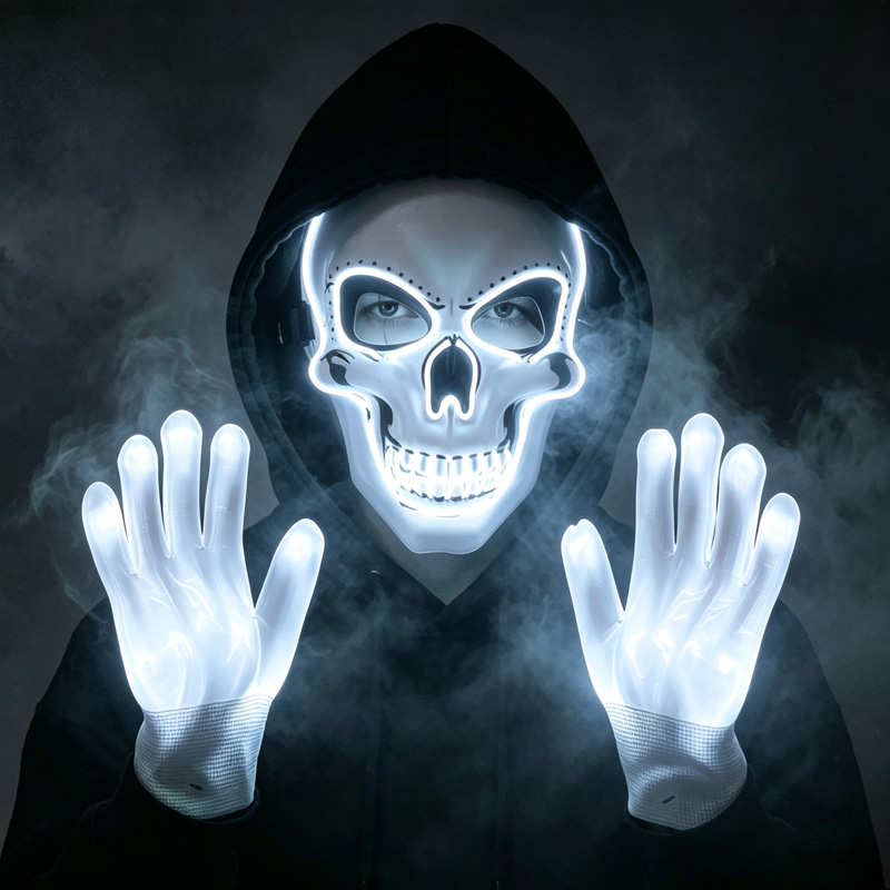 LED Skull Mask Light Up Gloves - Led Purge Mask Halloween ulasan dan harga
