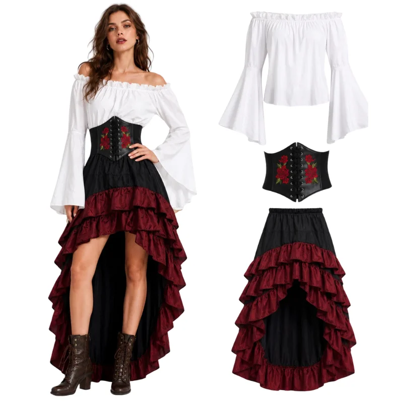 Halloween Medieval Retro Pirat - Medieval Renaissance Dress Women ulasan dan harga