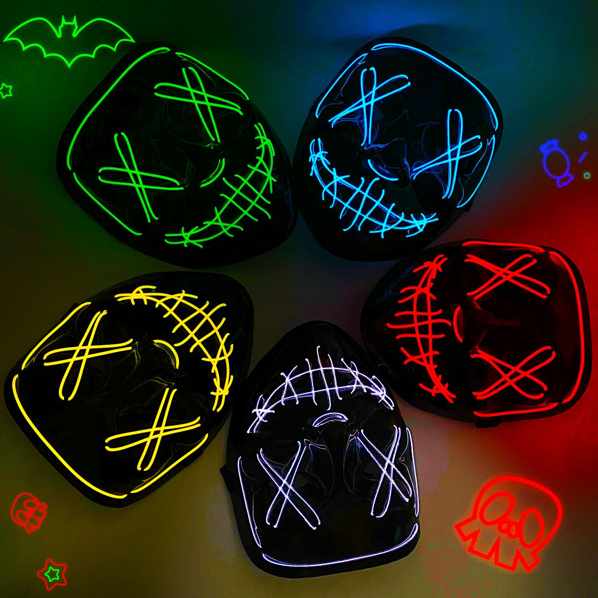 Led Mask Halloween Carnival Ch - Led Purge Mask Halloween ulasan dan harga