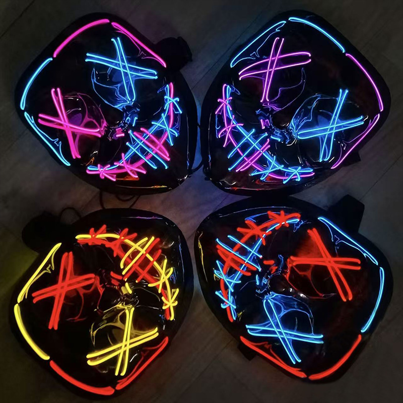 Scary Wireless Luminous LED Pu - Led Purge Mask Halloween ulasan dan harga