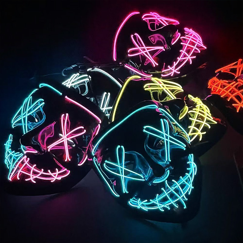 Scary Wireless Luminous LED Pu - Led Purge Mask Halloween ulasan dan harga