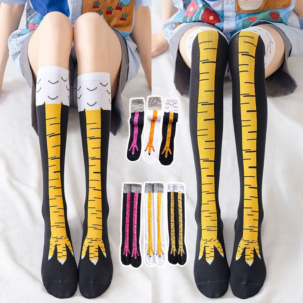 1-4 Pairs Women Knee High Sock - Funny Chicken Leg Socks ulasan dan harga