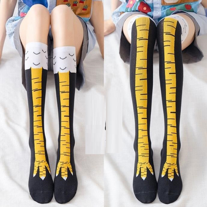1-4 Pairs Women Knee High Sock - Funny Chicken Leg Socks ulasan dan harga