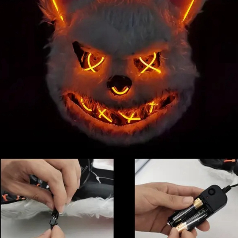 Bunny Mask Masquerade LED Rabb - Led Purge Mask Halloween ulasan dan harga